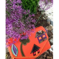 Little Colorful Leather Houses On Orange Saffiano Handmade Leather Bag 2 By Carmenittta