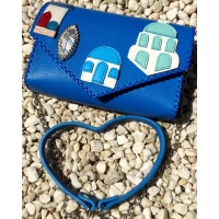 Santorini Leather Buildings Arhitecture Handsewn Bag