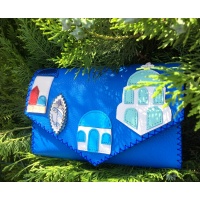 Santorini Leather Buildings Arhitecture Handsewn Bag