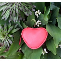 Coral Leather Heart Little Wallet