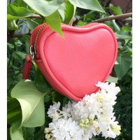 Coral Leather Heart Little Wallet