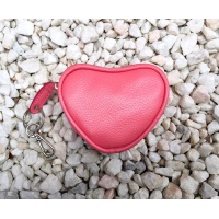 Coral Leather Heart Little Wallet