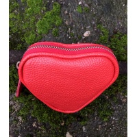 Red Leather Heart Little Wallet