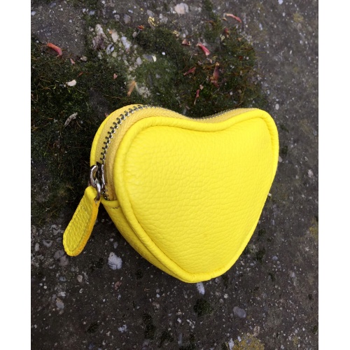 Yellow Leather Heart Little Wallet