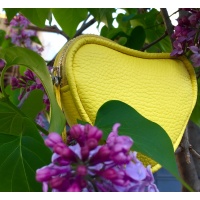 Yellow Leather Heart Little Wallet