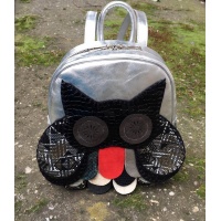 Handmade Leather Owl on Silver Leather Little Backpack Carmenittta