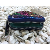 Black Suede Leather with Colorful Painted Print Heart Little Wallet