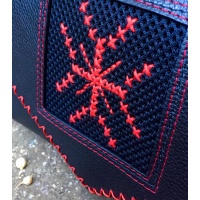 Black Leather Hand Embroidered Traditional Symbol Red Cross Bag