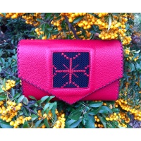Red Leather Hand Embroidered Traditional Symbol Red Cross Bag