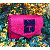 Red Leather Hand Embroidered Traditional Symbol Red Cross Bag