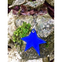 Blue Suede Leather Star Keychain