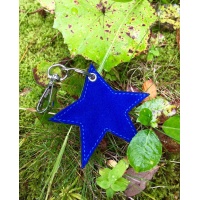 Blue Suede Leather Star Keychain