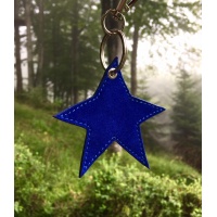 Blue Suede Leather Star Keychain