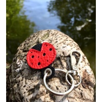 Ladybug Leather Keychain