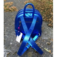 Metallic Blue Leather Backpack