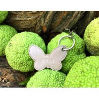 Pearl Cream Box Leather Butterfly Keychain KRM