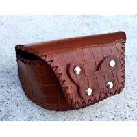 Brown Croco Print Leather Sunglasses Handsewn Case