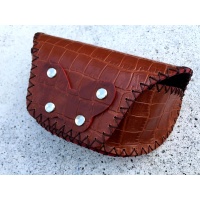 Brown Croco Print Leather Sunglasses Handsewn Case