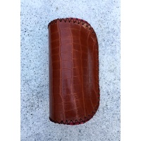 Brown Croco Print Leather Sunglasses Handsewn Case