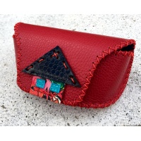 Little Leather House on Red Leather Sunglasses Handsewn Case