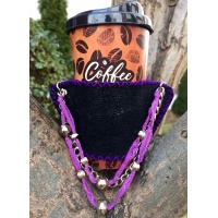 Handsewn Black Suede Leather Coffee Holder