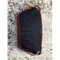 Handsewn Crocoprinted Leather Coffee Holder