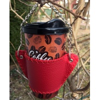 Handsewn Red Leather Coffee Holder