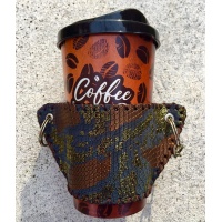 Handsewn Snakeprinted Leather Coffee Holder