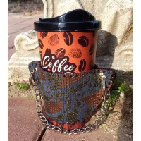 Handsewn Snakeprinted Leather Coffee Holder