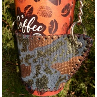 Handsewn Snakeprinted Leather Coffee Holder