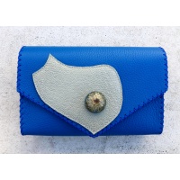 Calistephus Flower in Epoxy Resin on Blue Leather Handmade Bag