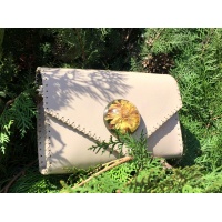 Calistephus Flower in Epoxy Resin on Pearl Cream Leather Handmade Bag