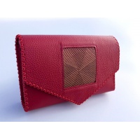 Red Leather Handmade Bag with 3D special printed detail