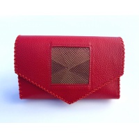 Red Leather Handmade Bag with 3D special printed detail