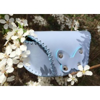 Baby Blue Leather Sunglasses Hansewn Case