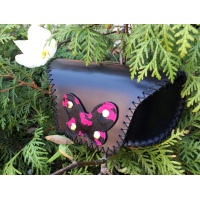 Black Leather Sunglasses Handsewn Case with Ponyskin Leather Handmade Butterfly