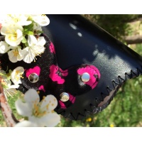 Black Leather Sunglasses Handsewn Case with Ponyskin Leather Handmade Butterfly