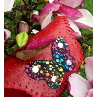 Red Box Natural Leather Sunglasses Handsewn Case with Camoscio Printed Leather Butterfly