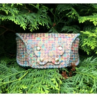 Colorful Pied de Coq printed Leather Sunglasses Handsewn Case