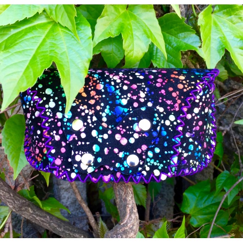 Colorful Printed Black Camoscio Leather Sunglasses Handsewn Case