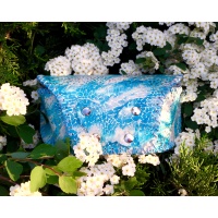 Metallic Aquamarine Printed Leather Sunglasses Handsewn Case