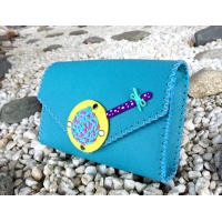 Handmade Aquamarine Saffiano Leather Lollypop Bag Carmenittta