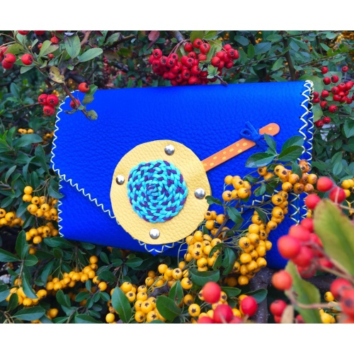 Handmade Ocean Blue Leather Lollypop Bag Carmenittta