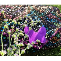 Black Suede Leather with Confetti Print and a Purple Camoscio Leather Butterfly Handmade Bag