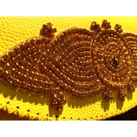 Yellow Leather with Shiny Crystals Luxury Handsewn Bag
