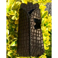 Black Croco Print Suede Leather Handsewn Phonecase