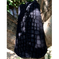 Black Croco Print Suede Leather Handsewn Phonecase