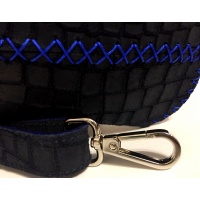 Navy Blue Croco Print Suede Leather Handsewn Phonecase