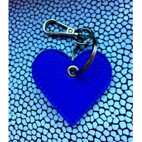 Blue Leather Heart Keychain