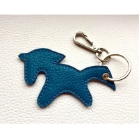 Blue Leather Unicorn Keychain